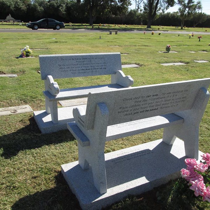 Engraved Private Cemetery Benches Granite