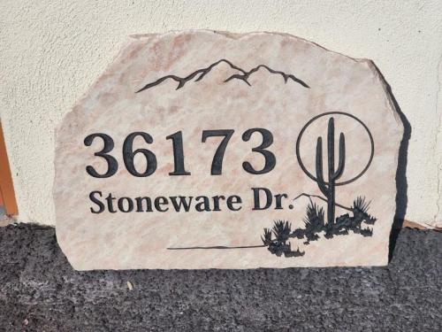 Decorative address sign engraved on Sandstone(Flagstone)