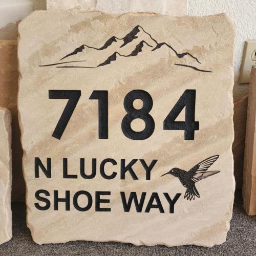 Decorative address sign engraved on Sandstone(Flagstone)