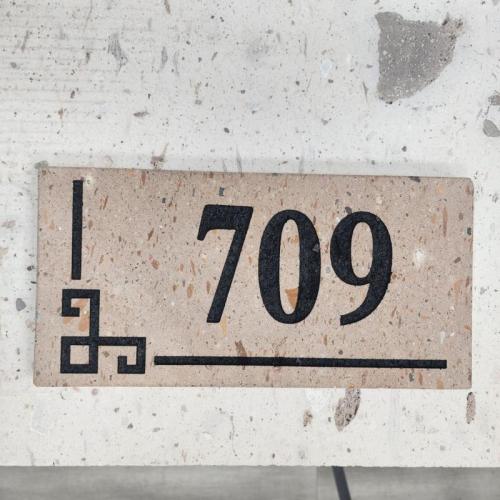 House plaque engraved on Cantera stone  