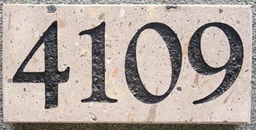 House plaque engraved on Cantera stone  