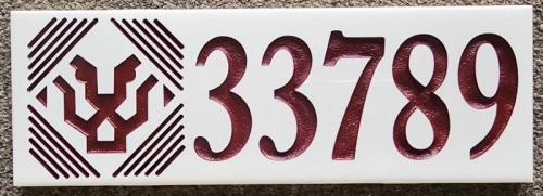 Decorative house plaque engraved on tile 